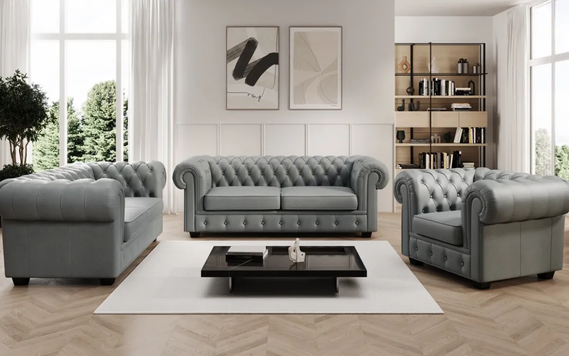 Chesterfield Royal 3+2+1 Sofa Set in Echtleder