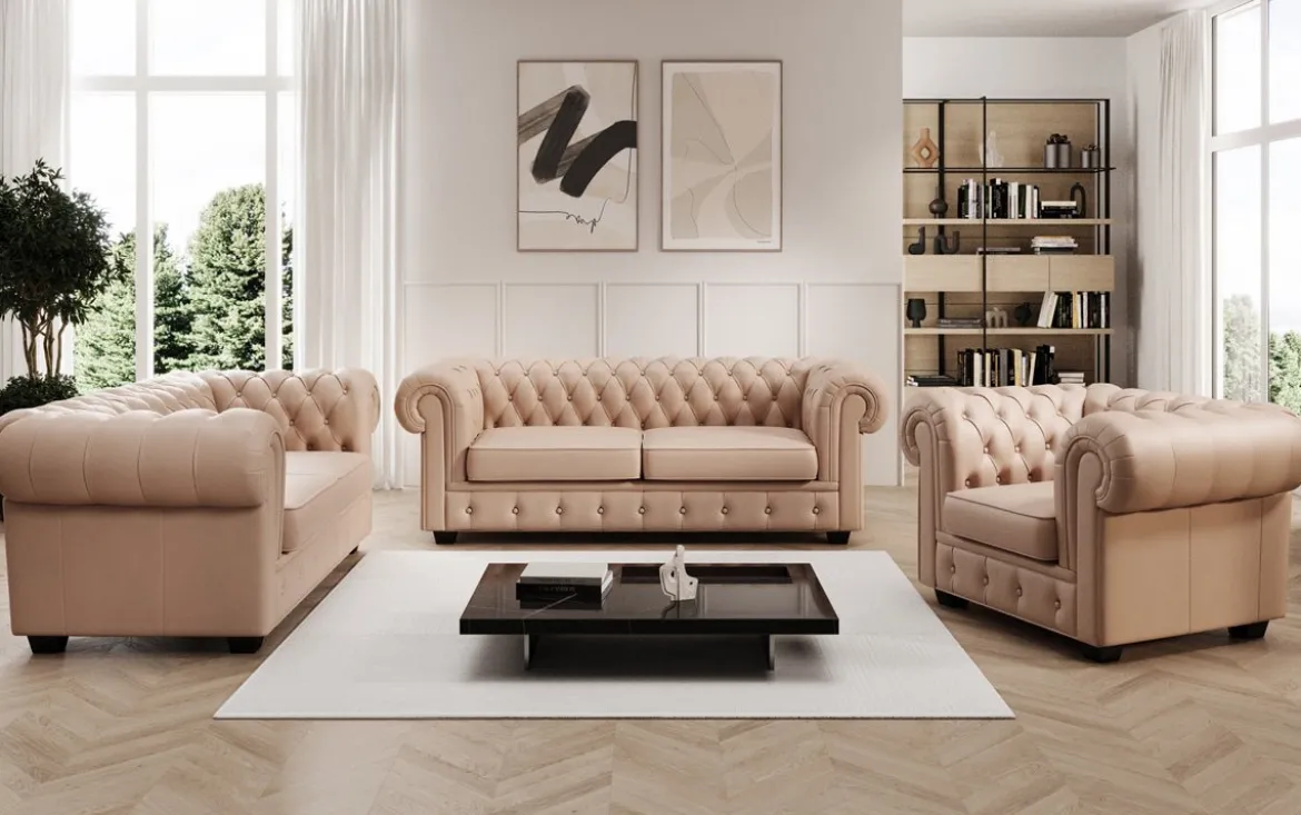 Chesterfield Sessel Royal in Echtleder