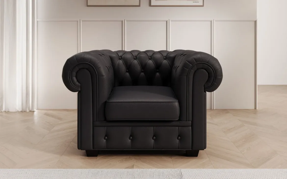Chesterfield Sessel Royal in Echtleder
