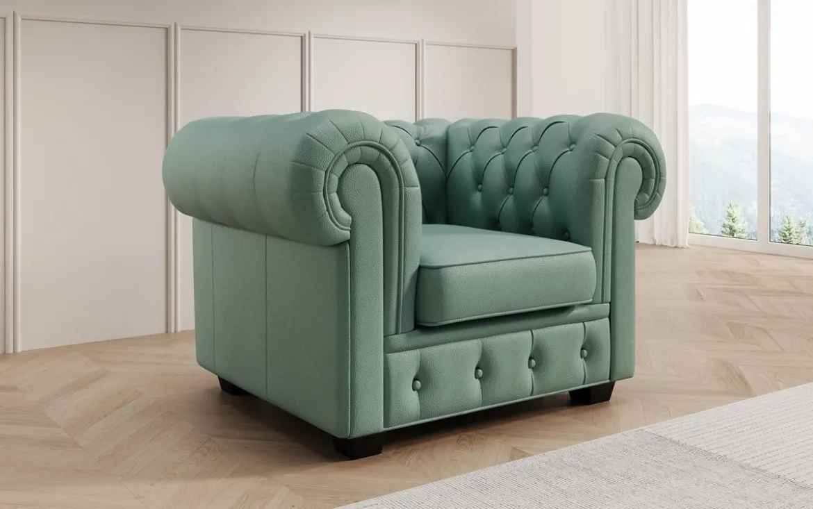 Chesterfield Sessel Royal in Echtleder