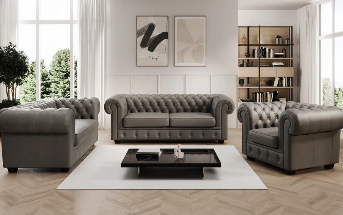 Chesterfield Sessel Royal in Echtleder