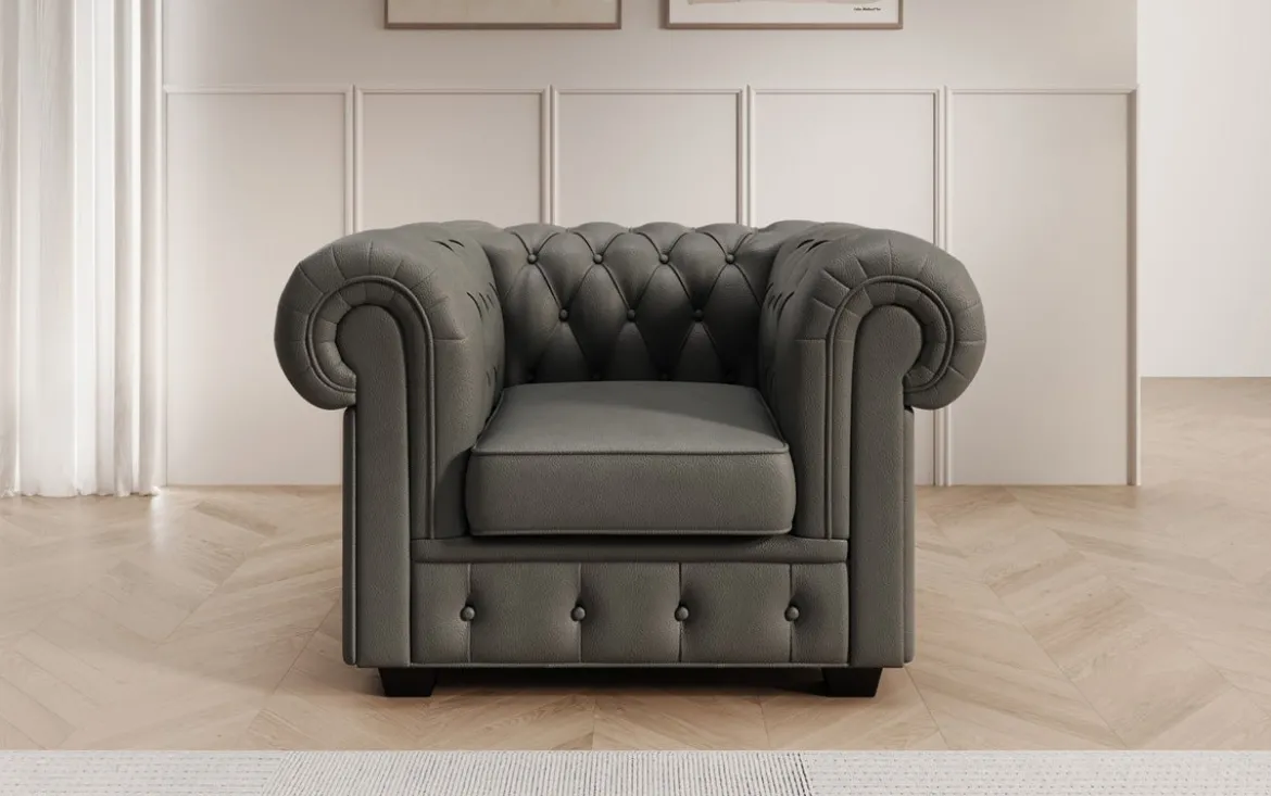 Chesterfield Sessel Royal in Echtleder
