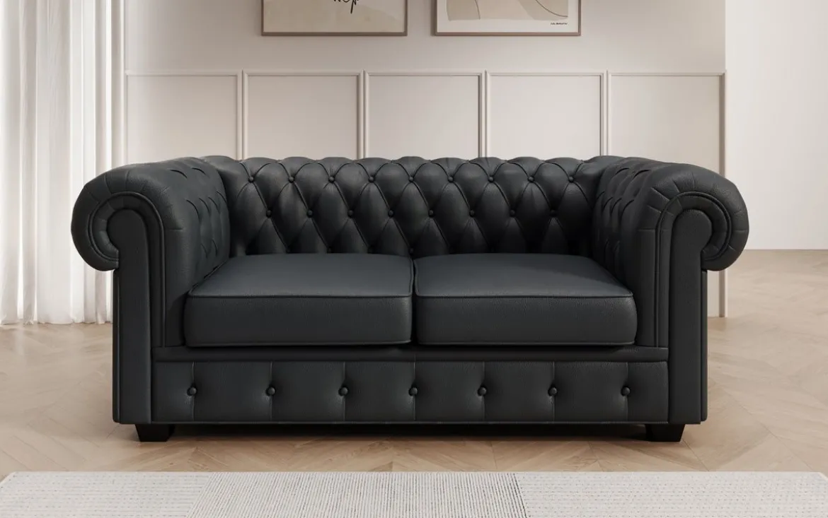 Chesterfield 2 Sitzer Sofa Royal in Echtleder