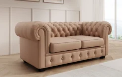 Chesterfield 2 Sitzer Sofa Royal in Echtleder