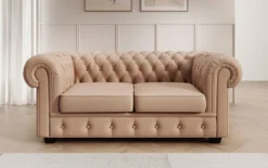Chesterfield 2 Sitzer Sofa Royal in Echtleder