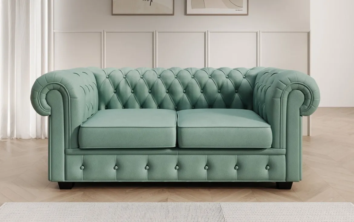 Chesterfield 2 Sitzer Sofa Royal in Echtleder