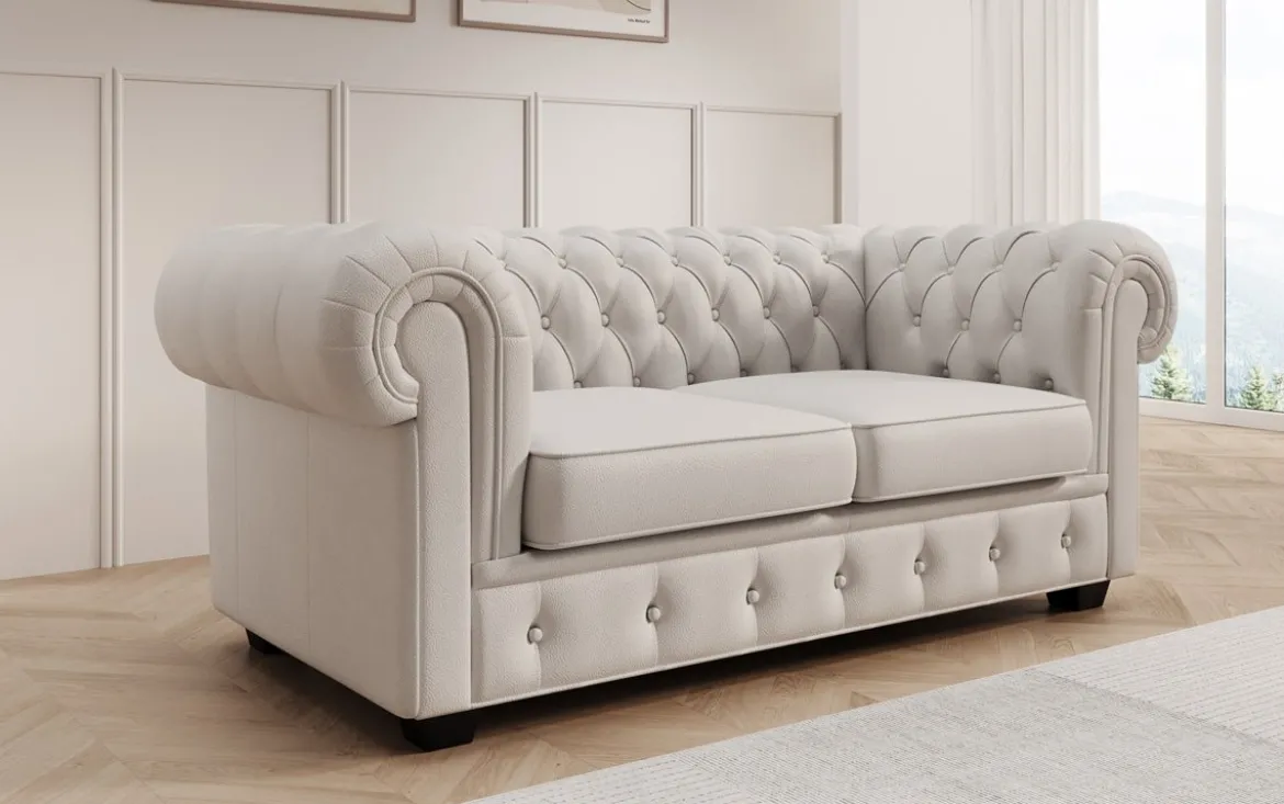 Chesterfield 2 Sitzer Sofa Royal in Echtleder