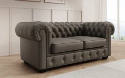 Chesterfield 2 Sitzer Sofa Royal in Echtleder