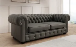 Chesterfield 3 Sitzer Sofa Royal in Echtleder