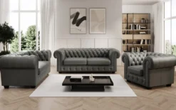Chesterfield 3 Sitzer Sofa Royal in Echtleder