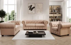 Chesterfield 3 Sitzer Sofa Royal in Echtleder