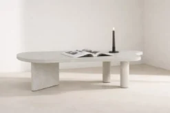 Couchtisch Adam - in Betonoptik Hellgrau mit asymmetrischem Design