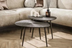 Couchtisch Arivon - 2er Set mit Ray Metal-Finish in warmen Braunbronzeton