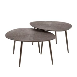 Couchtisch Arivon - 2er Set mit Ray Metal-Finish in warmen Braunbronzeton