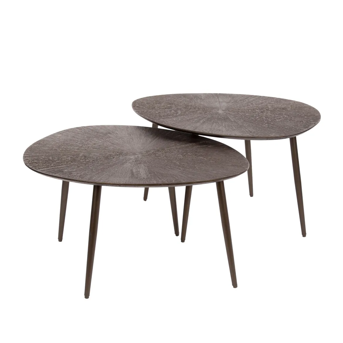 Couchtisch Arivon - 2er Set mit Ray Metal-Finish in warmen Braunbronzeton