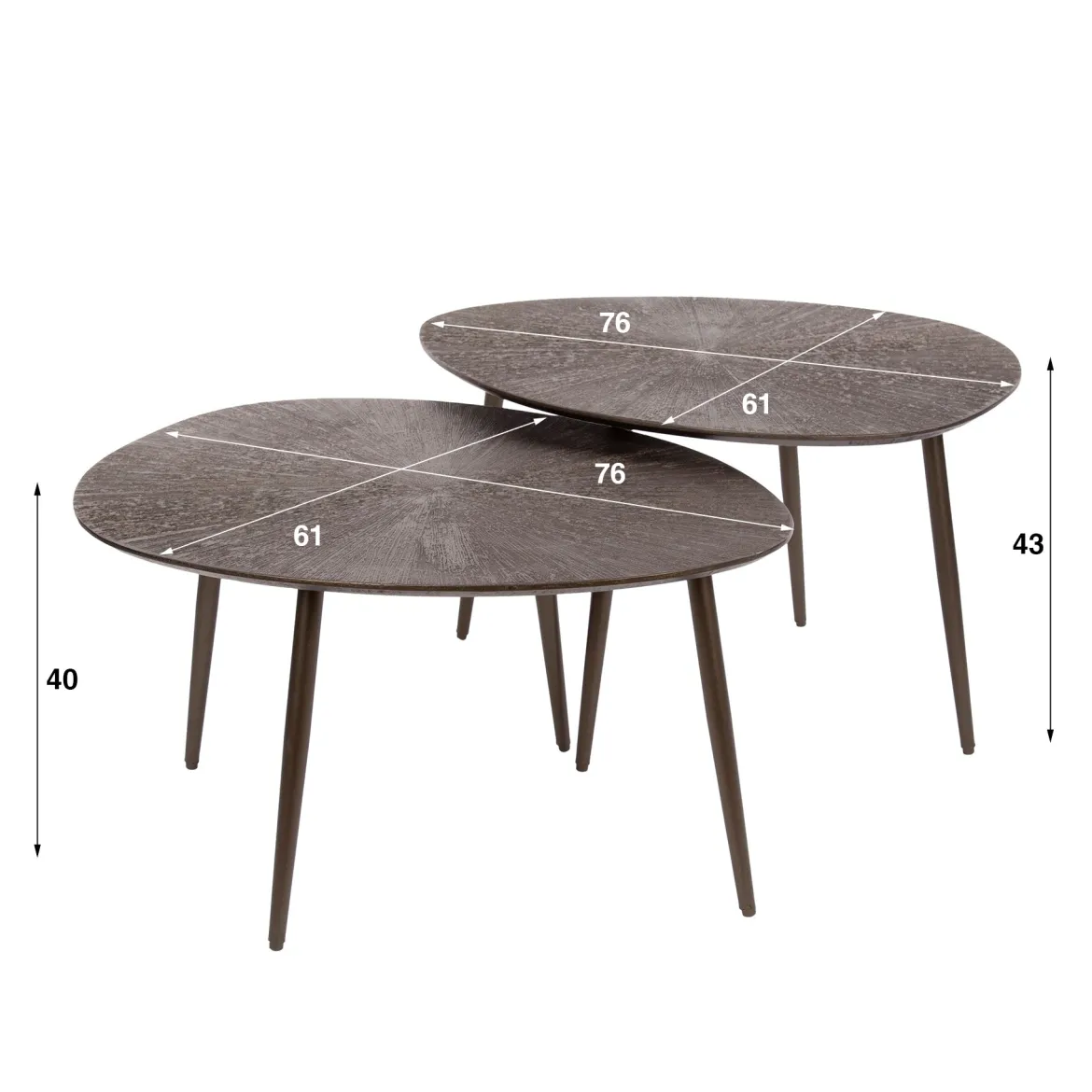 Couchtisch Arivon - 2er Set mit Ray Metal-Finish in warmen Braunbronzeton