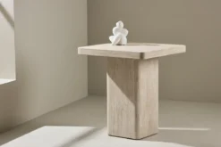 Couchtisch/Beistellhocker Nemo - mit beigem Muster