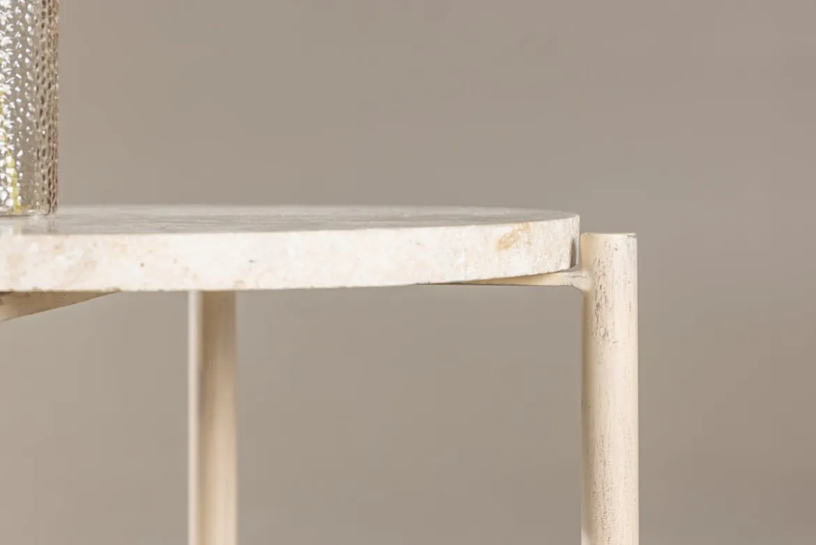 Couchtisch/Beistelltisch Sandelo - mit Tischplatte aus Stein