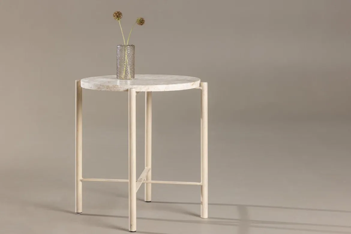 Couchtisch/Beistelltisch Sandelo - mit Tischplatte aus Stein