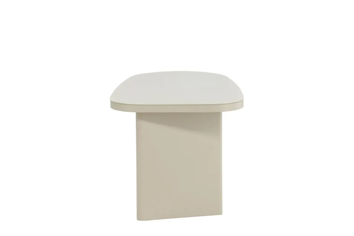 Couchtisch/Beistelltisch Sonaro – 70 × 45 cm in Beige mit Glasplatte