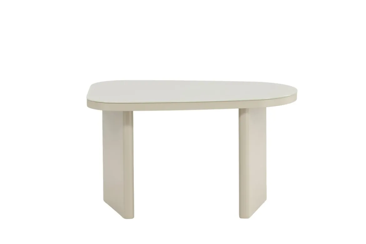 Couchtisch/Beistelltisch Sonaro – 70 × 45 cm in Beige mit Glasplatte