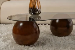 Couchtisch Belaro - mit geschwungener Glasplatte