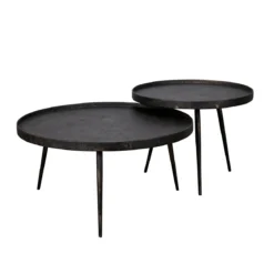 Couchtisch Chrysos - 2er Set in Grau Metallic mit erhöhtem Rand