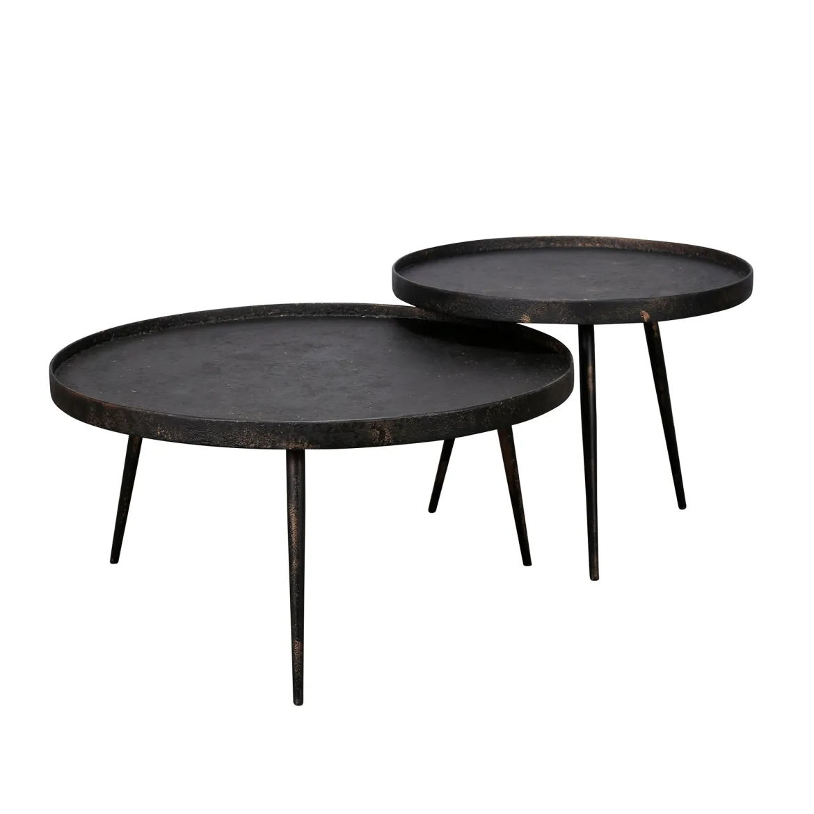 Couchtisch Chrysos - 2er Set in Grau Metallic mit erhöhtem Rand