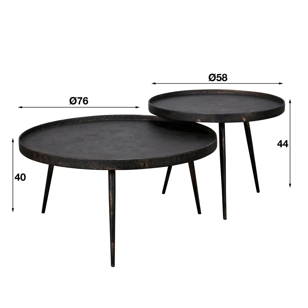 Couchtisch Chrysos - 2er Set in Grau Metallic mit erhöhtem Rand