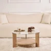 Couchtisch Davira - mit runder Glasplatte und Holzoptik