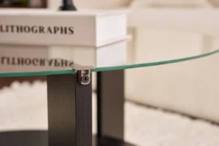 Couchtisch Davira - mit runder Glasplatte und Holzoptik