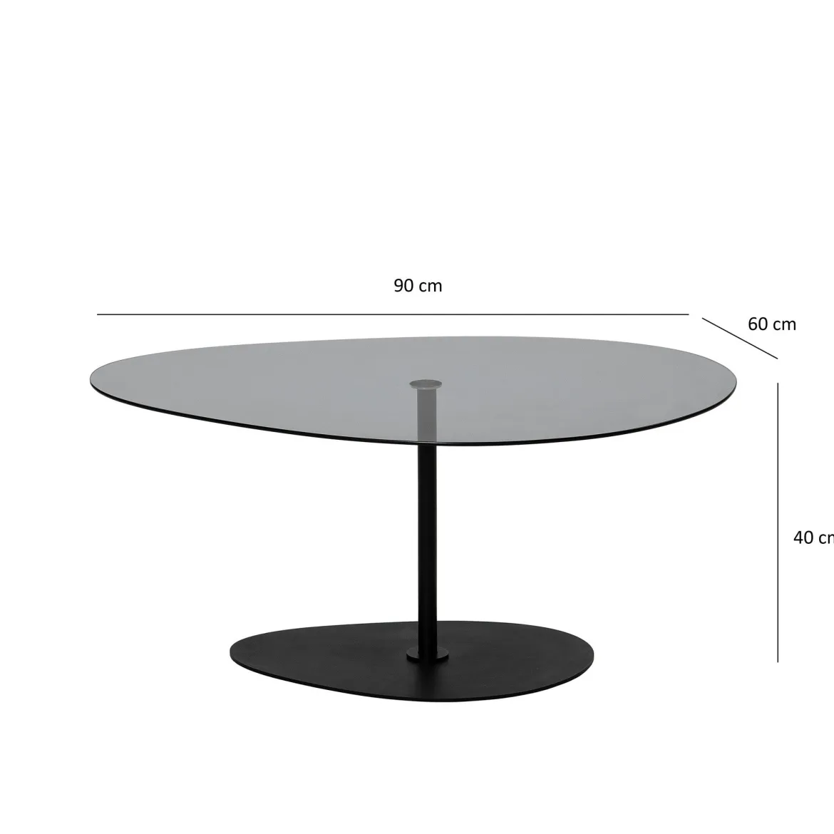 Couchtisch Dovira - mit Glasplatte und schwarzem Metallgestell