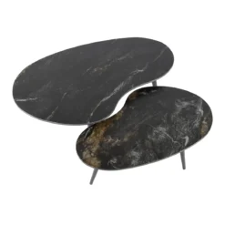 Couchtisch Elista - 2er Set mit Keramikplatte in Steinoptik