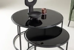 Couchtisch Franco - mit schwarzen Glasplatten
