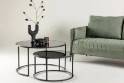 Couchtisch Franco - mit schwarzen Glasplatten
