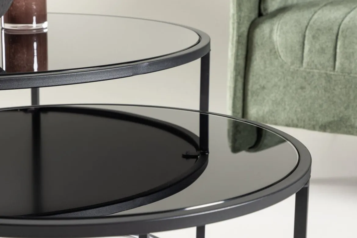 Couchtisch Franco - mit schwarzen Glasplatten