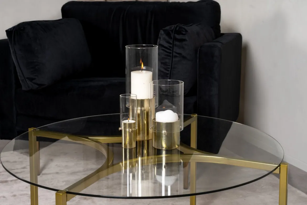 Couchtisch Goldi - mit runder Glasplatte