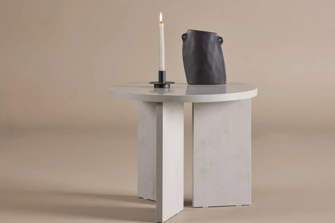 Couchtisch Heroli - stylischer Rundtisch mit asymmetrischem Stand