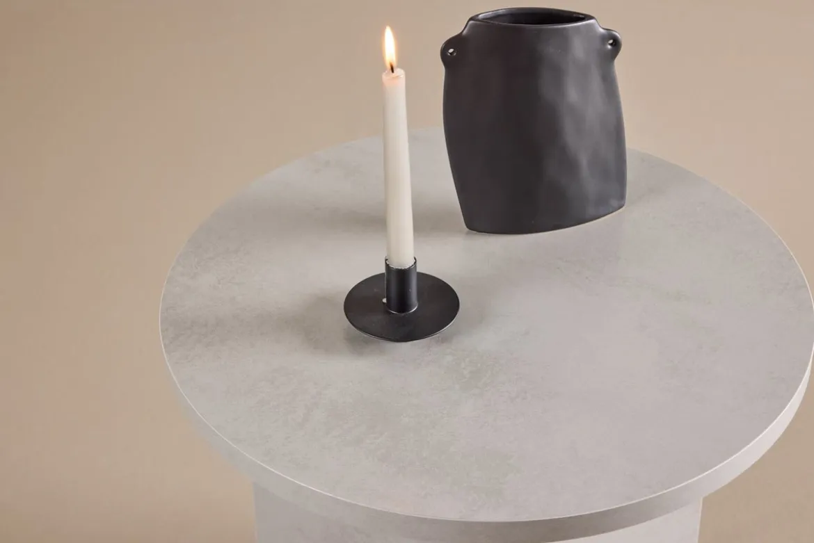 Couchtisch Heroli - stylischer Rundtisch mit asymmetrischem Stand