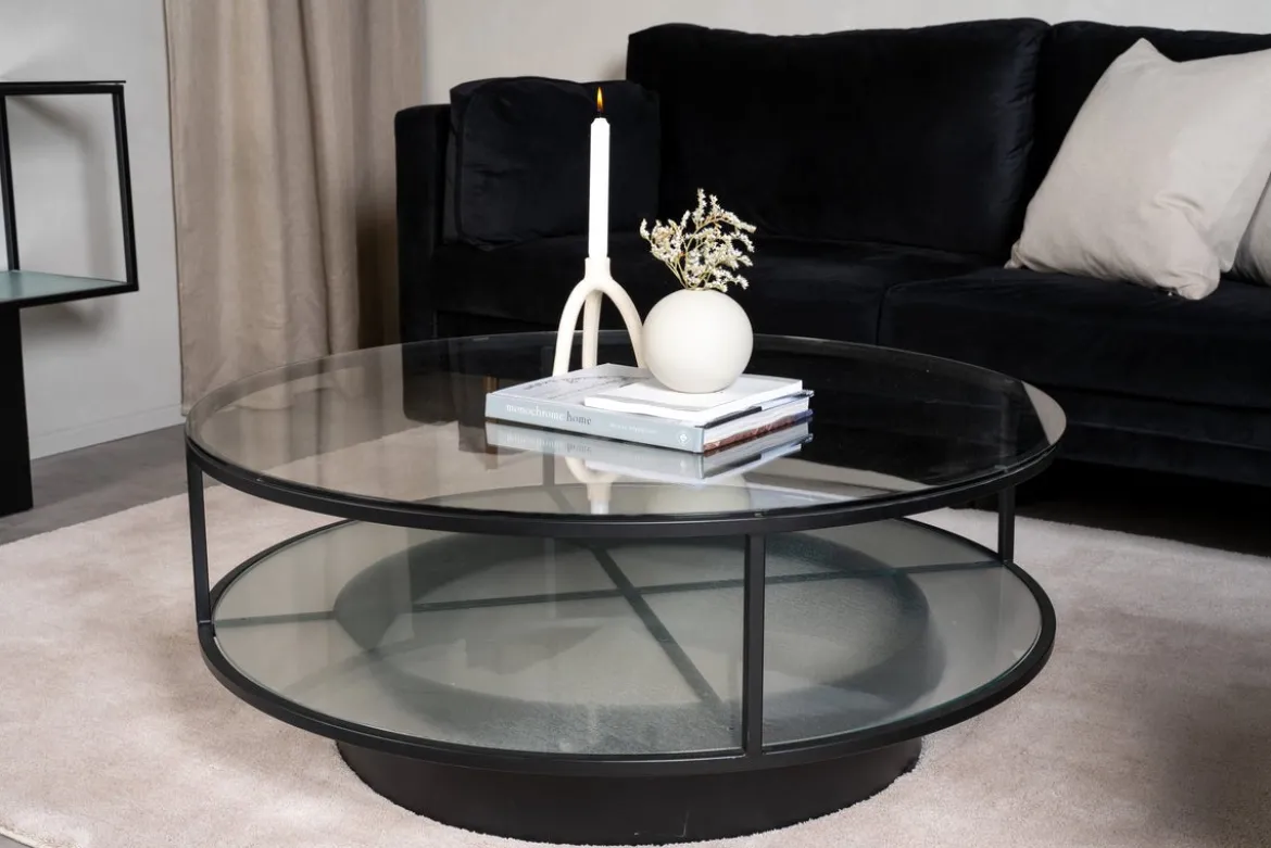 Couchtisch Janos - mit zwei runden Glasplatten