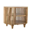 Couchtisch Keegan – Rundes Mangoholz-Design mit praktischen Ablagen