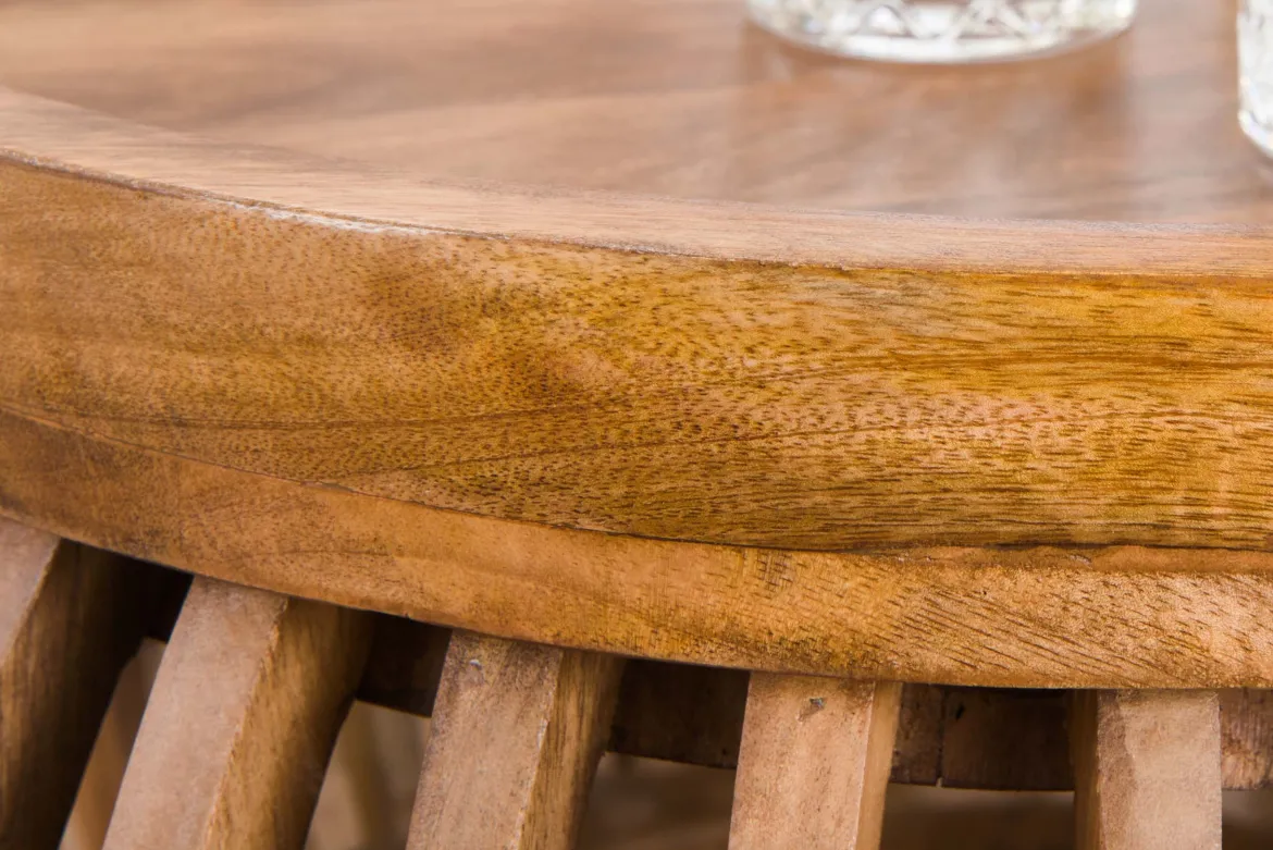 Couchtisch Khamar - 2er Set aus Mangoholz mit bauchigem Sockel