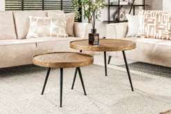 Couchtisch Kharu - 2er Set in Metallic-Antikbronze in rundem Design