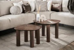 Couchtisch Kivara - 2er Set aus hochwertigem Teakholz im Viereck-Design