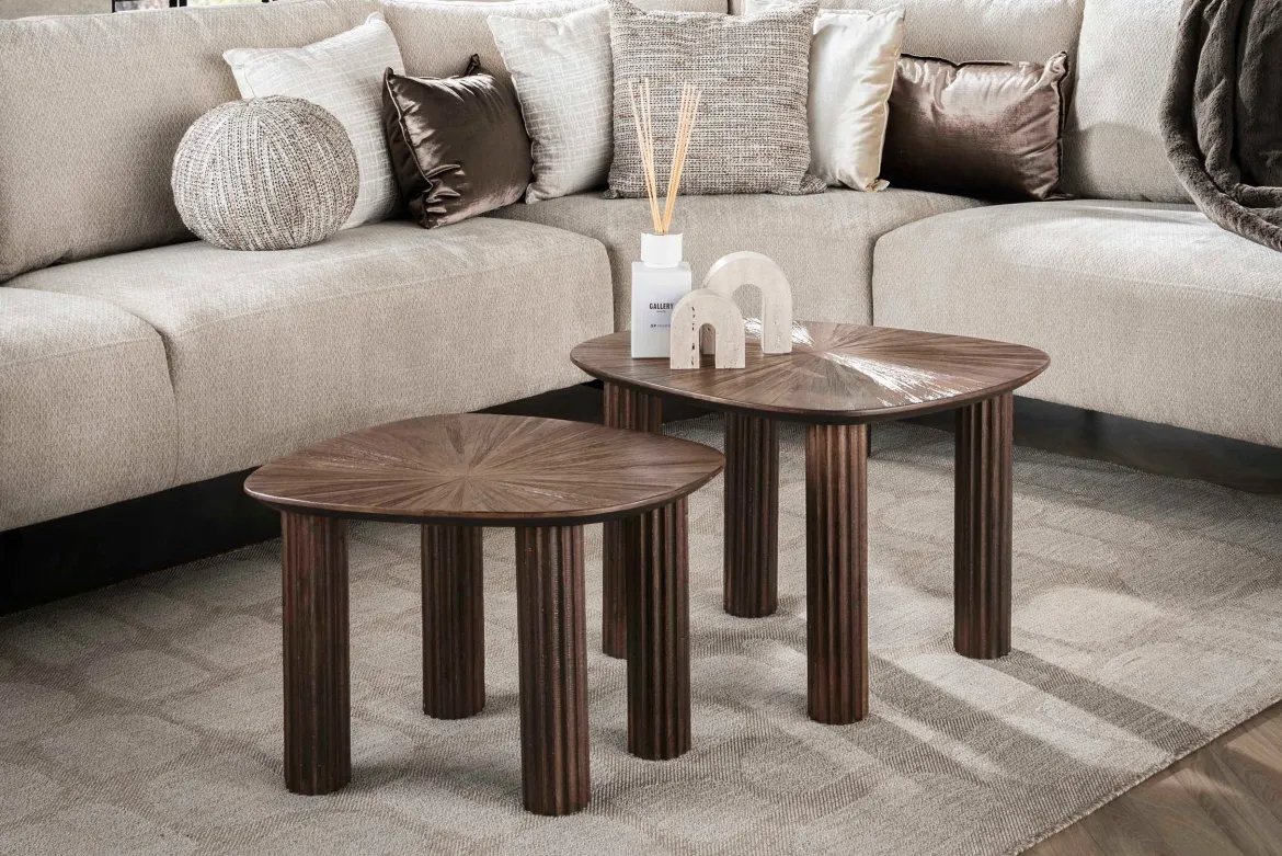 Couchtisch Kivara - 2er Set aus hochwertigem Teakholz im Viereck-Design