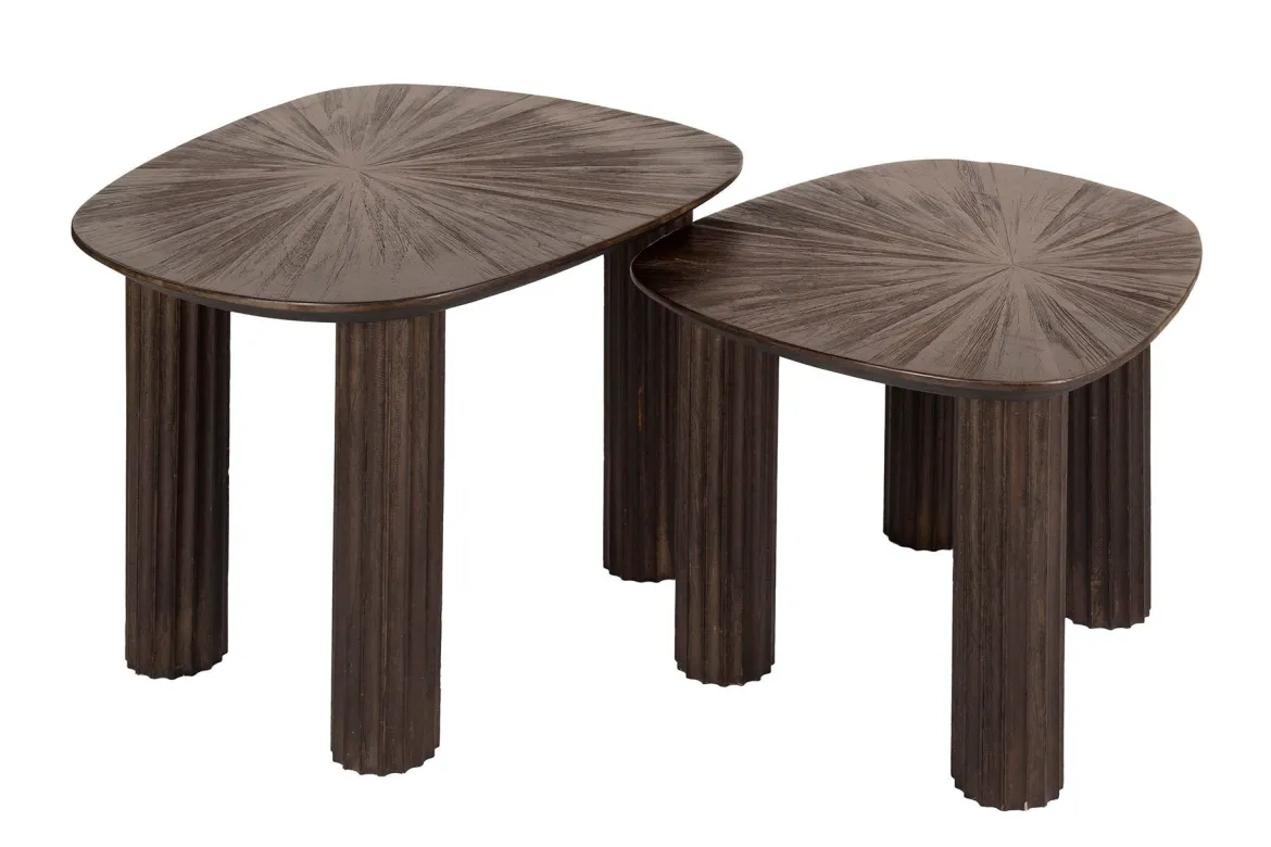 Couchtisch Kivara - 2er Set aus hochwertigem Teakholz im Viereck-Design