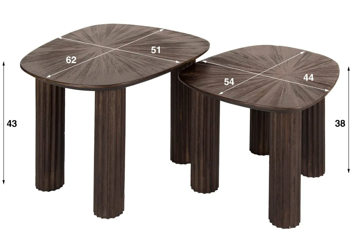 Couchtisch Kivara - 2er Set aus hochwertigem Teakholz im Viereck-Design