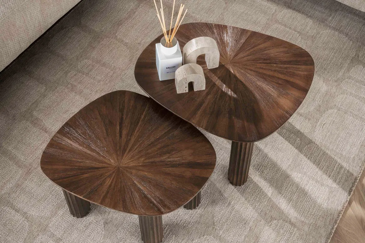 Couchtisch Kivara - 2er Set aus hochwertigem Teakholz im Viereck-Design