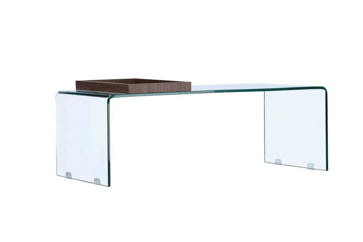 Couchtisch Klaro - aus Glas mit Holztablett