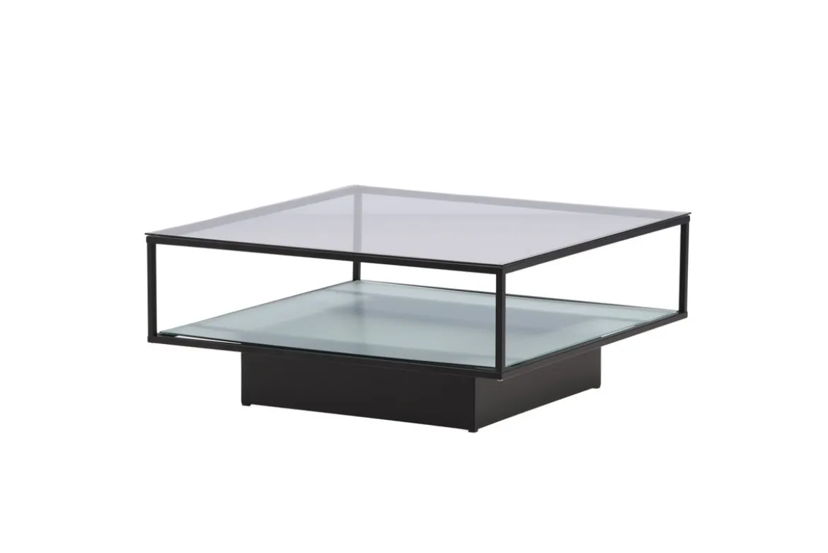 Couchtisch Lanera - mit Glasflächen und Stahlkorpus